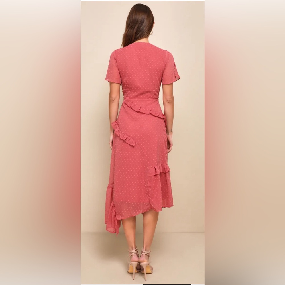 Lulu's Pink Ruffle Wrap Dress - Picture 2 of 5